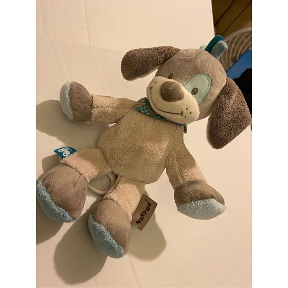 NATTOU Baby Doggie Puppy Train Musical Pull String Attach anywhere Plaid Bandana - Picture 2 of 9